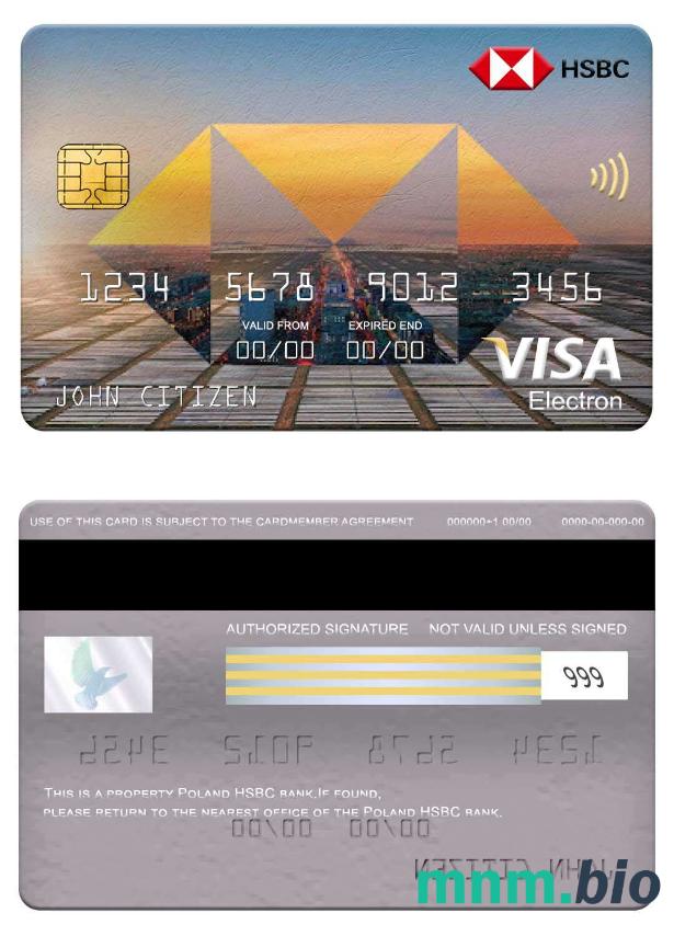 Poland HSBC bank visa electron karta przykład w formacie PSD